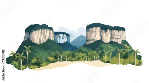 Guiana Shield. Guiana Shield hand drawn watercolor illustration