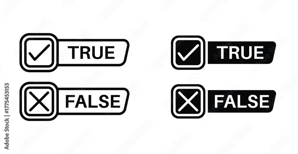 Fototapeta premium Check false or true icon graphic design. Vector icon illustrations