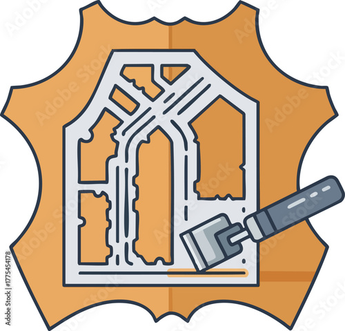 Leather crafting design with a template and tool