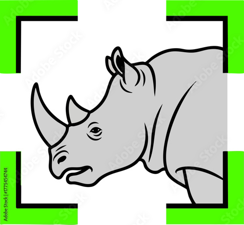 A rhino illustrated within a target or scanning frame.