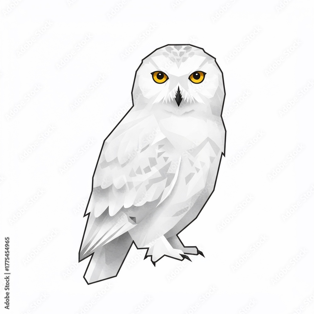Fototapeta premium Stunning Geometric White Owl Stares