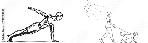 Minimal Yoga Woman Line Art | Relaxing Pose and Mindful Stretch Illustration, Generative Ai