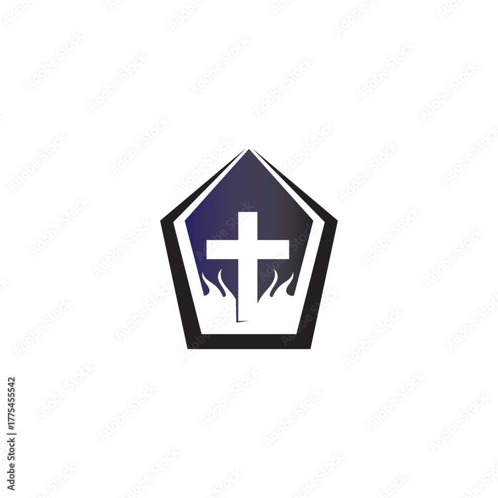 Obraz premium Cross and christ logo and vector