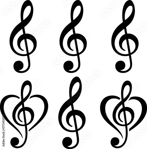 A visual composition of treble clefs and hearts represents the universal language of music.