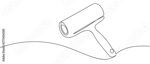 One continuous roller Minimalist simple linear style. Vector outline illustration Editable stroke.