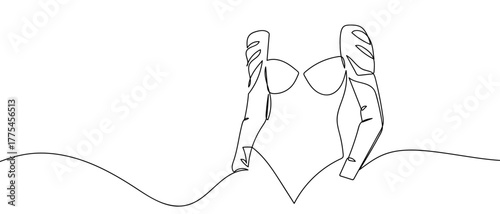 One continuous line of luxurious and sexy nightwear Minimalist simple linear style. Vector outline illustration Editable stroke.
