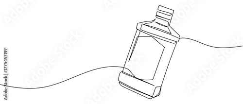 One continuous line of mouthwash bottles Minimalist simple linear style. Vector outline illustration Editable stroke.