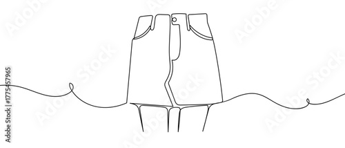 One continuous line of denim skirt clothing Minimalist simple linear style. Vector outline illustration Editable stroke.