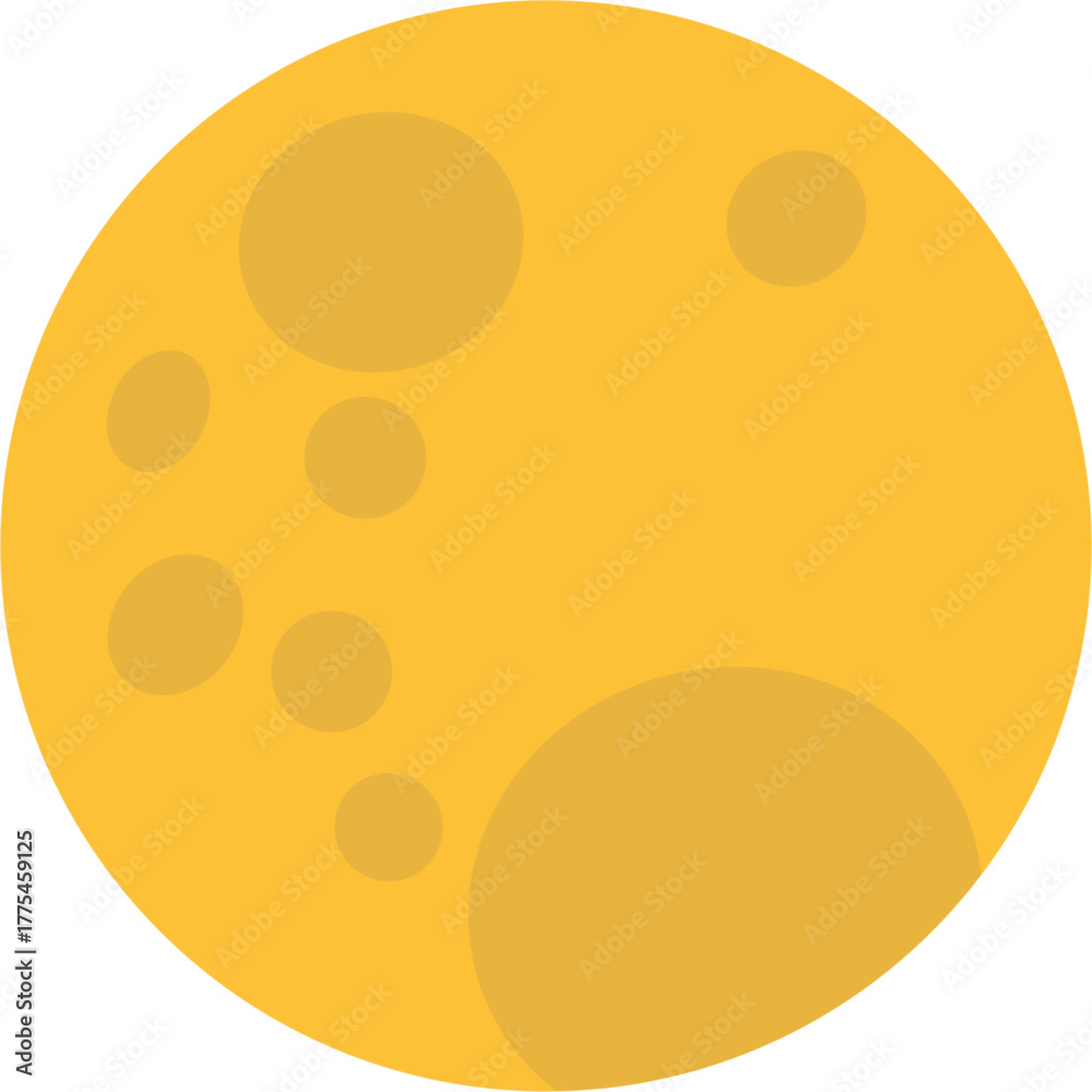 Fototapeta premium Full Moon Vector Icon | Yellow Lunar Circle SVG Transparent Background