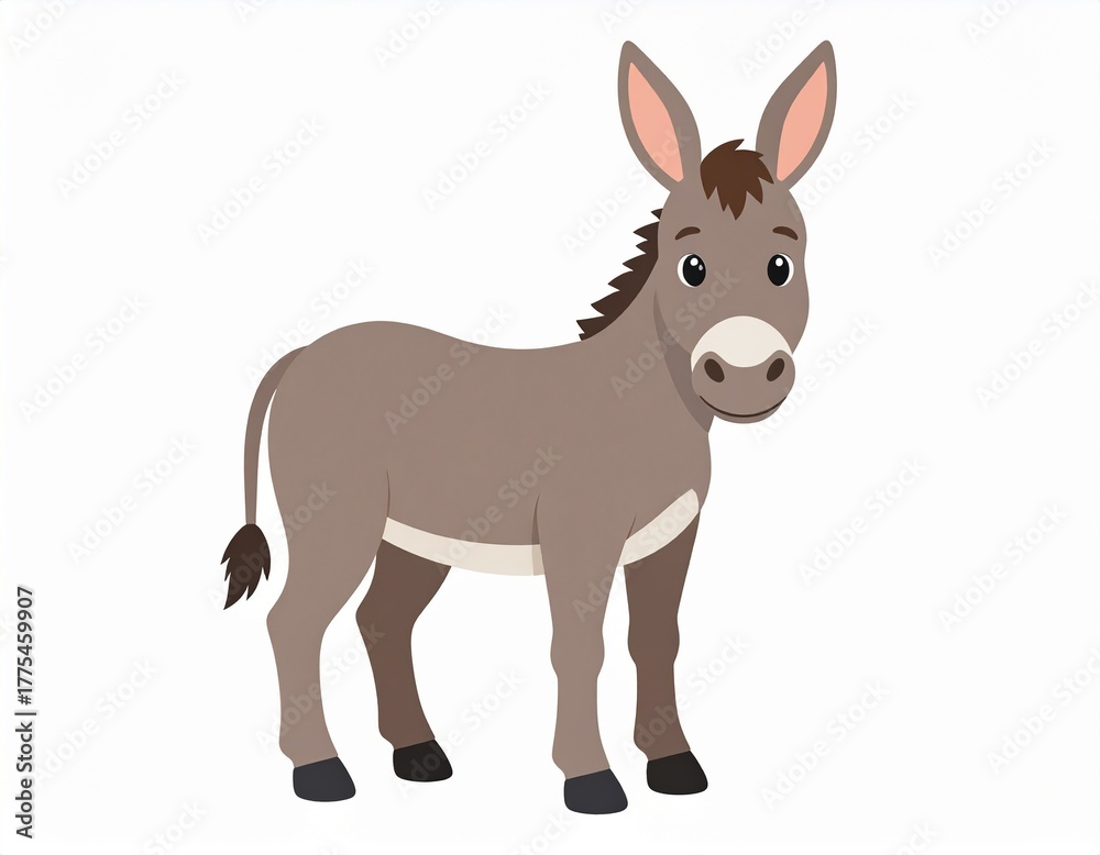 Fototapeta premium Illustration of Cute Donkey animal on white