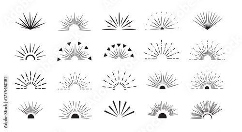 Line explosion surprise burst ray icon elements. Hand drawn explosion surprise line icon for title headline illustration. Doodle exclamation confetti vector illustration.