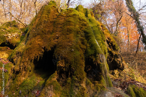 Beautiful mossy waterfall Mamyrly in Ilisu.