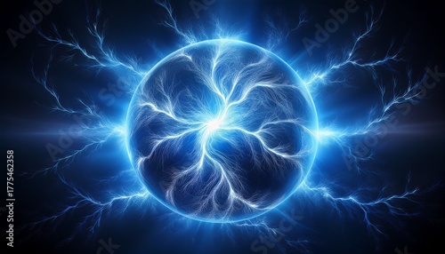 blue lightning ball glowing blue flowing lightning spark effect wallpaper