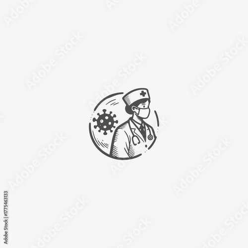 Woman Physician Vector Logo Design