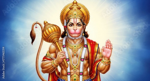 Lord Hanuman Ji 4K HD Desktop Wallpaper | Hanuman Ji Divine Animated Background 16:9 | Hanuman Jayanti Spiritual Wallpaper for PC