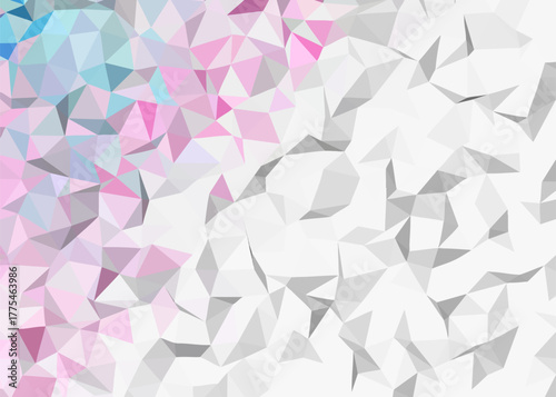 Geometric Abstract Background with Pastel Pink and Blue Triangles Fading into White Polygonal Shapes