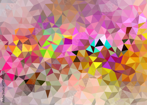 Vibrant geometric abstraction with numerous triangular facets creating a mosaic of vivid hues, ideal for contemporary design and creative digital art projects