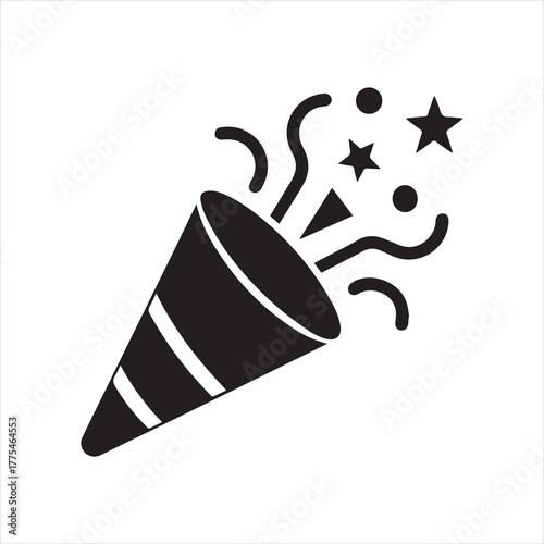 party popper icon silhouette vector illustration