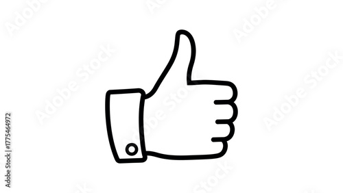 Black Outline Thumbs Up Icon on White Background like