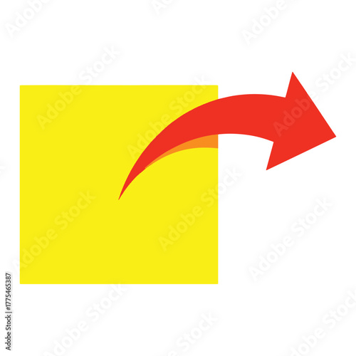 Red arrow from yellow square points direction forward