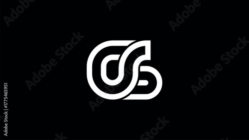 White CS Monogram Logo with Rounded Lines on Black