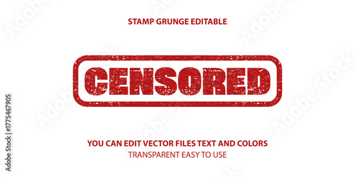 Censored label stamp vector editable.