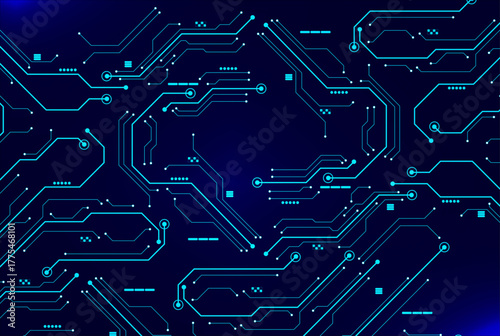 Cyber Neon Motherboard Line Background