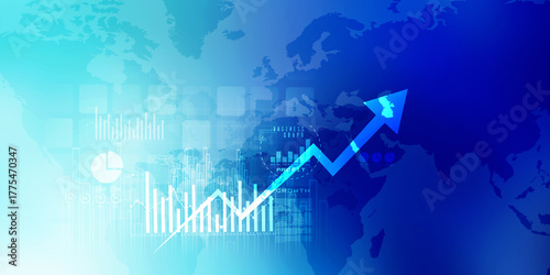 2d illustration Stock market online business concept. business Graph 