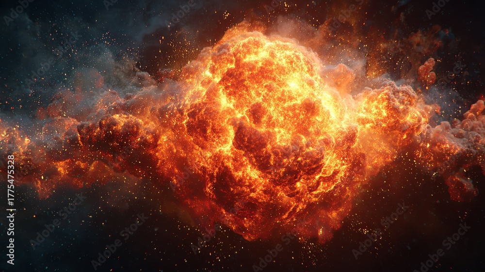 Fototapeta premium Massive incandescent celestial event expands across dark cosmic expanse