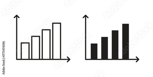Bar chart icon in simple flat trend modern graphic design abstract logotype element