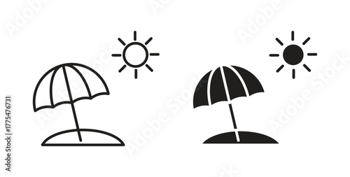 Beach icon in simple flat trend modern graphic design abstract logotype element