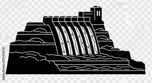 Powerful hydroelectric dam generating clean energy from flowing water