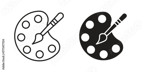 Brush and Palette icon in simple flat trend modern graphic design abstract logotype element