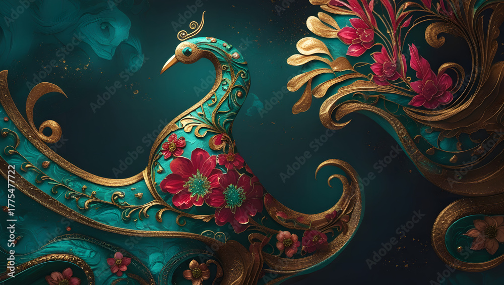 Fototapeta premium Elegant vintage floral ornament background with festive decorative pattern