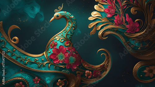 Elegant vintage floral ornament background with festive decorative pattern