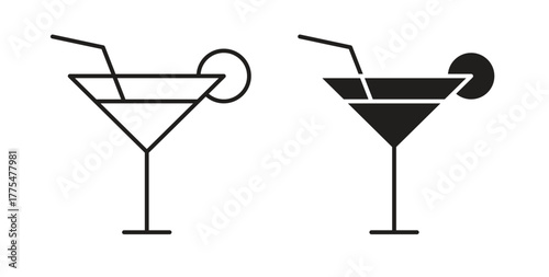 Cocktail icon in simple flat trend modern graphic design abstract logotype element