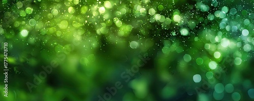 Abstract green bokeh, blurred background with natural light effect