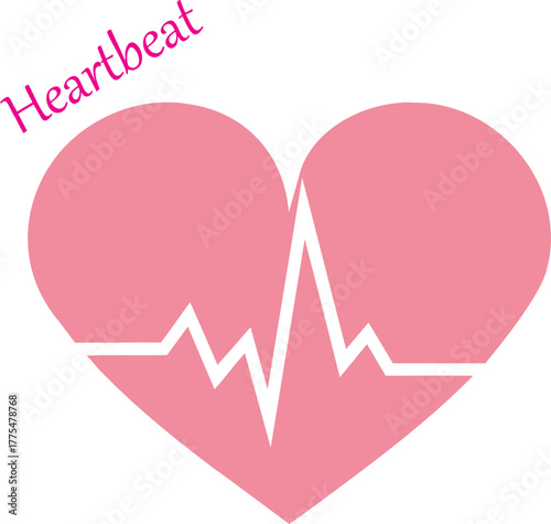 Pink heart with heartbeat ekg line and text 'heartbeat'