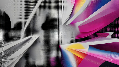 Colorful abstract rainbow lines and fractal flower pattern background
