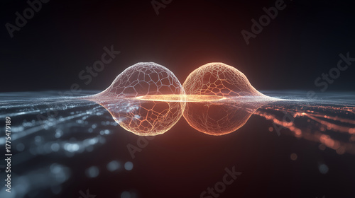 Ethereal Energy: An artistic representation of a dynamic interaction of energy, light, and particles in space, a symphony of glowing shapes and flowing lines.