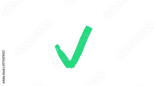 animated green check mark in white background 4k isolated