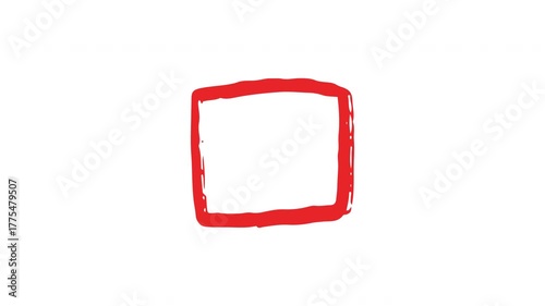 scribble red square animated 4k in white background