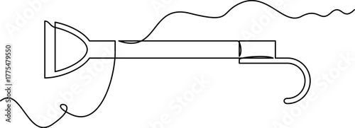 one line art Fire Hose Hook vector illustration. line art, one continuous line, simple, hand drawn and sketch style. for icons, symbols, signs or logos. PNG