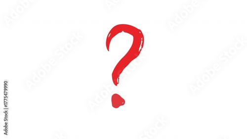 animated scribble red question mark 4k isolated in white background