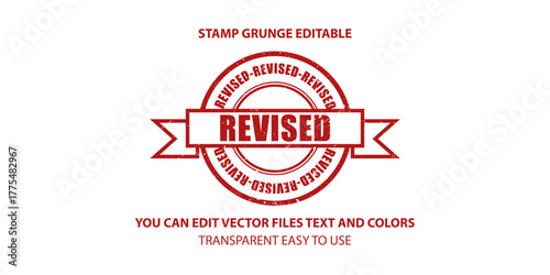 revised label stamp vector, Stamp grunge editable illustration.