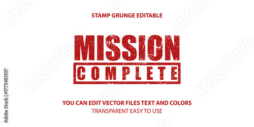 mission complete label stamp vector, Stamp grunge editable illustration.