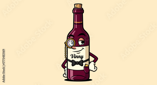 Wine and beer bottles with a glass illustration for celebration and drinks