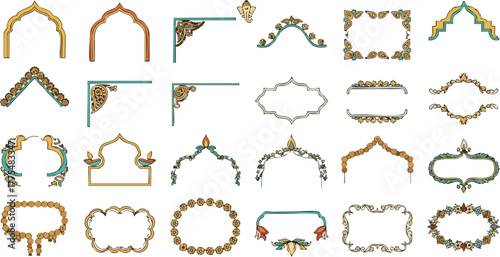 Decorative ornamental frames and borders collection for design elements.