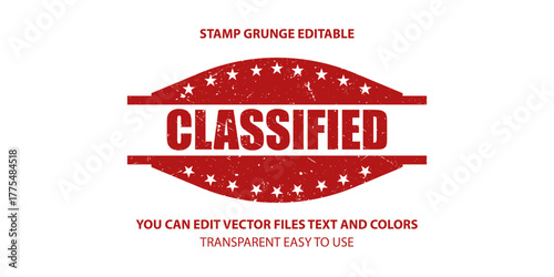 classified label stamp vector, Stamp grunge editable illustration.