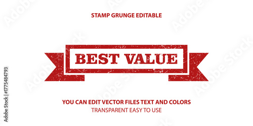 best value label stamp vector, Stamp grunge editable illustration.